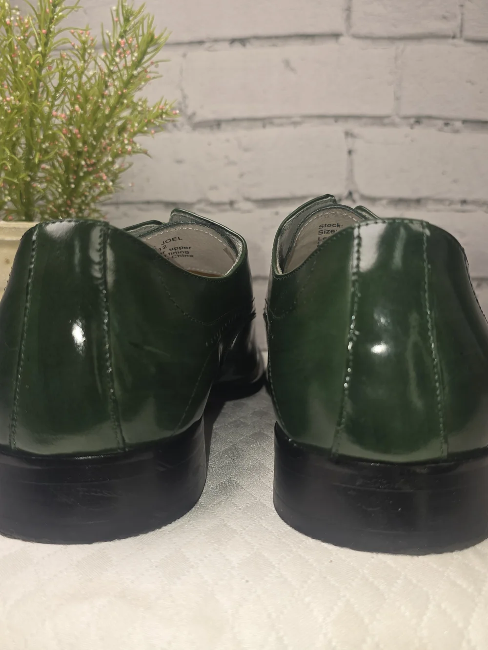 GIOVANNI JOEL MENS GREEN LEATHER LACE-UP DRESS SHOE GLOSSY WING TIP DERBY 12